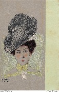 (Portrait d'une femme avec un chapeau orné d'une plume d'aigrette noire)
