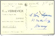 Firmin verhevick. peintre et Aquarelliste. Exipose du 20 octobre au 3 novembre 1948. Cercle artistique de Tournai