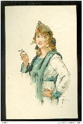(Femme militaire fumant cigarette)