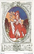 Panneau décorant le théâtre de La Panne. Femme à robe rouge et sceptre