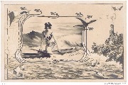 Sur la plage (jeune femme avec un canoé) 