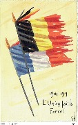 1914-1919 L'union fait la force. Drapeaux belge et français