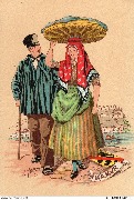Namur (couple, la femme portant un grand panier de poissons)
