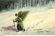 A merry Christmas (père Noel emmenant un arbre de la forêt)