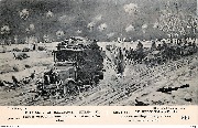 1914-15... Ypres. Un convoi de ravitaillement sous l'avalanche des obus - A revictualling convey