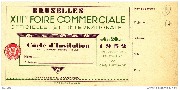 Carte d'invitation Bruxelles XIIIèFoire Commerciale officielle internationale 6 au 8 avril 1932