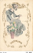 (Femme "Art Nouveau" à la banderolle de fleurs)