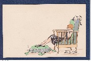 Femme allongée dans un fauteuil avec chat sur le dossier