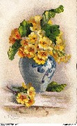 (Vase bleu avec des hibiscus)