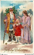 Fröhliche Weihnachten (enfant accompagné du Père Noël et d'un ange)