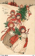 Joyeux Noël  (6 fillettes descendant une pente dans la neige)