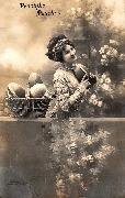 Vroolijke Paschen(jeune femme portant un oeuf )